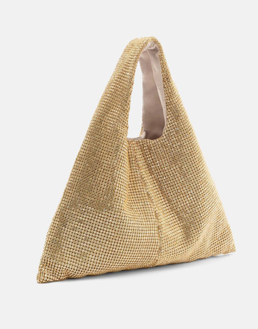 BORSA ELEGANTE TWENTYFOURHAITCH PARKS ORO IN MAGLIA DI STRASS