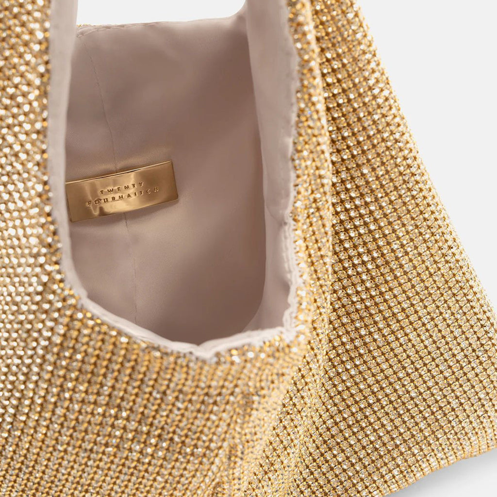 BORSA ELEGANTE TWENTYFOURHAITCH PARKS ORO IN MAGLIA DI STRASS
