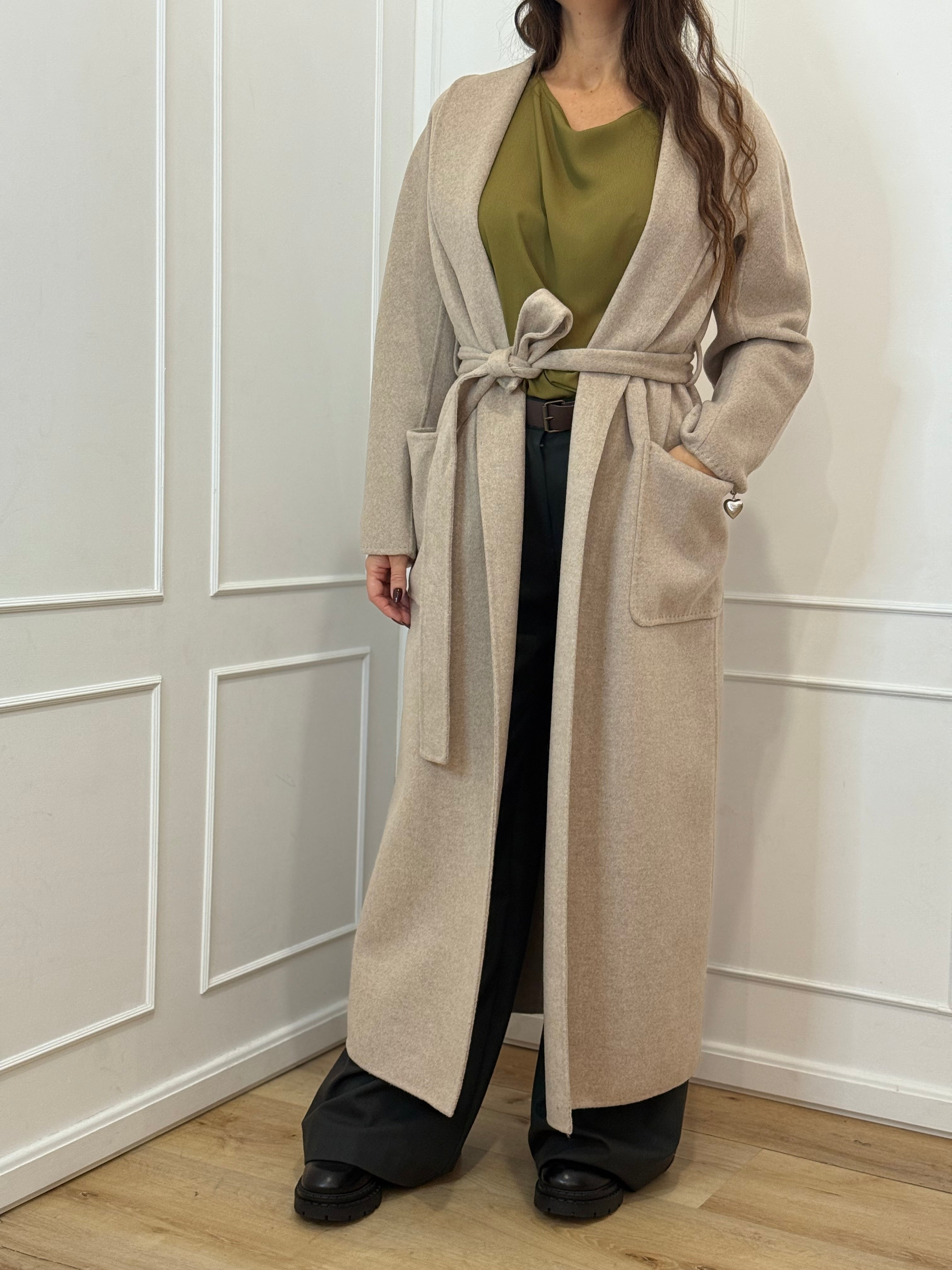 Cappotto Lungo con Cintura beige vicolo