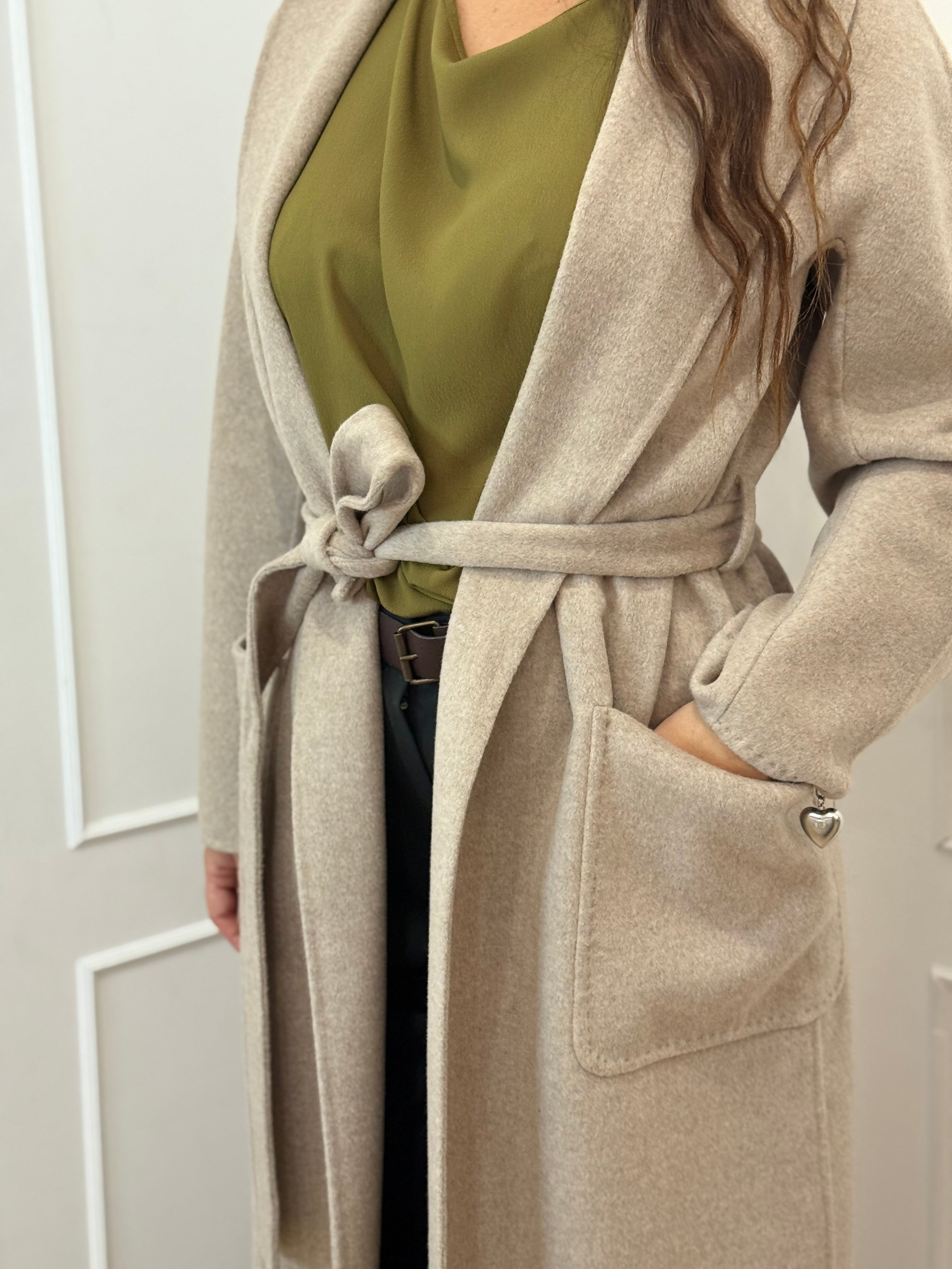 Cappotto Lungo con Cintura beige vicolo