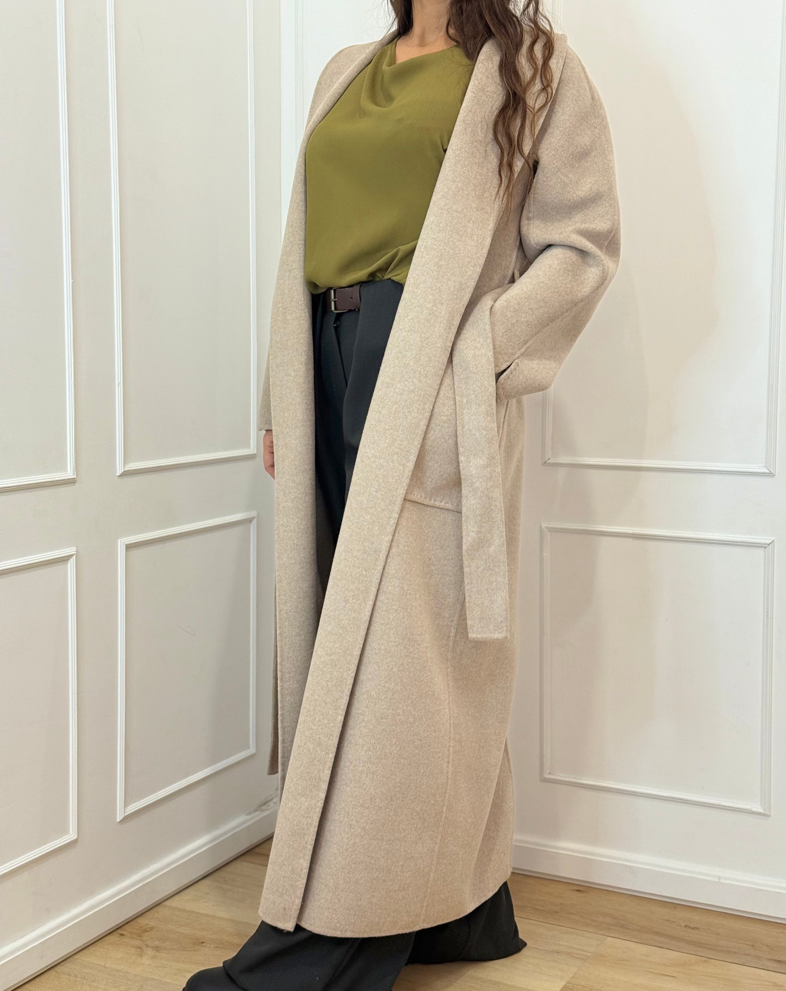 Cappotto Lungo con Cintura beige vicolo