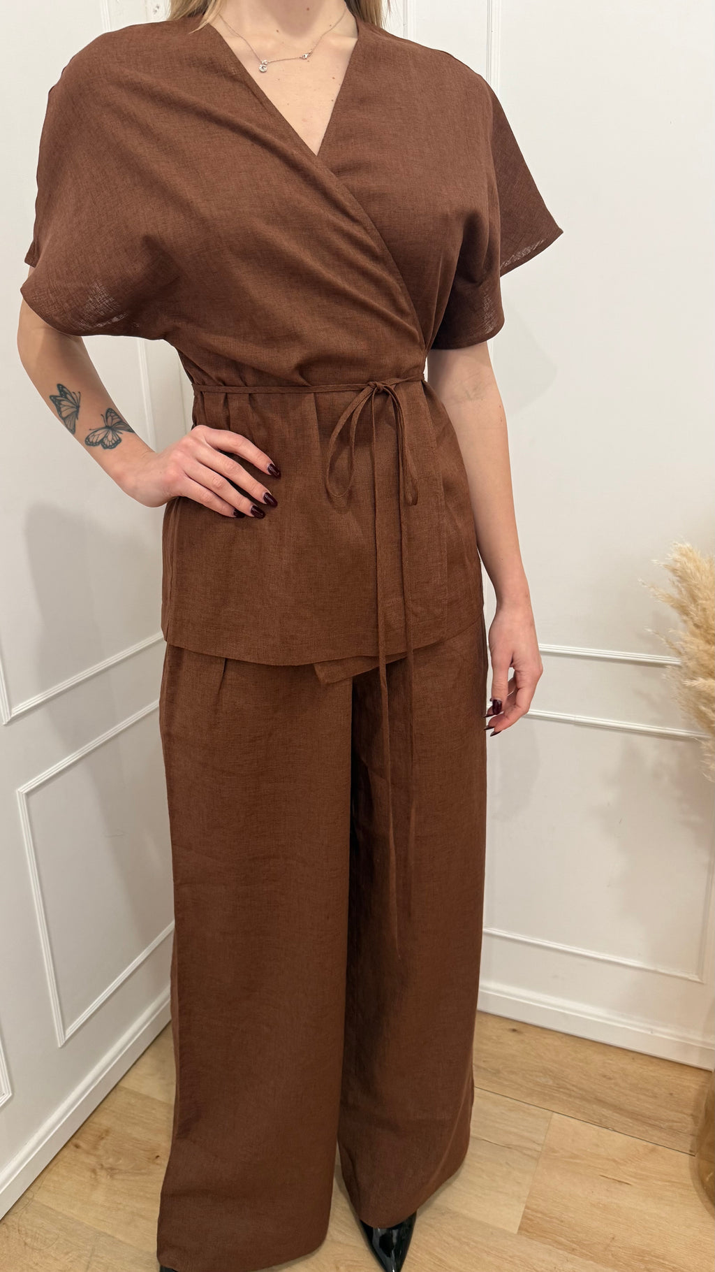 Camicia in lino moka Hinnominate