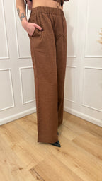 Pantalone in lino moka Hinnominate
