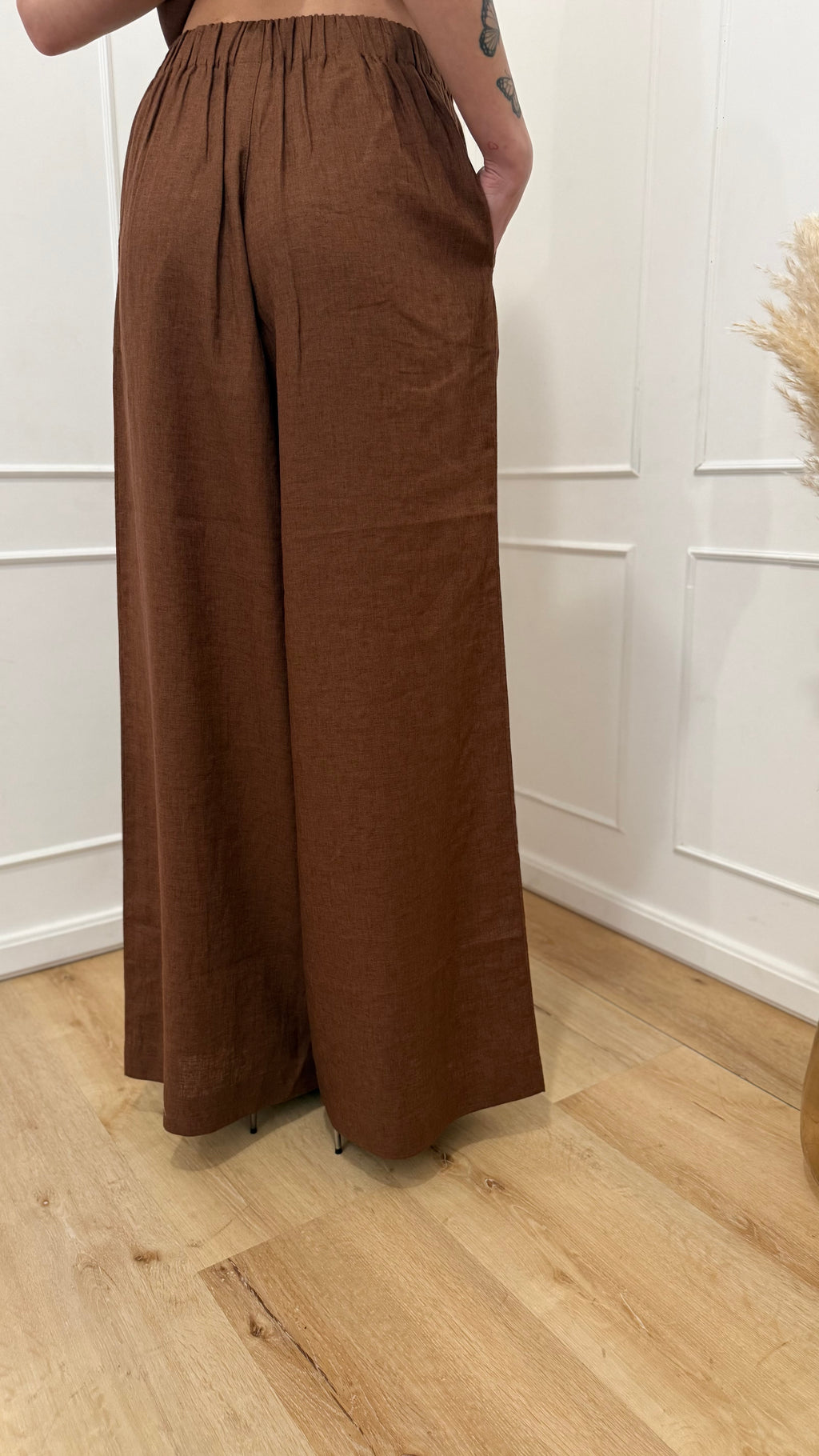 Pantalone in lino moka Hinnominate