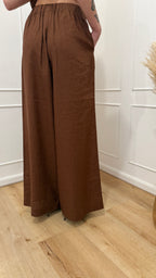 Pantalone in lino moka Hinnominate