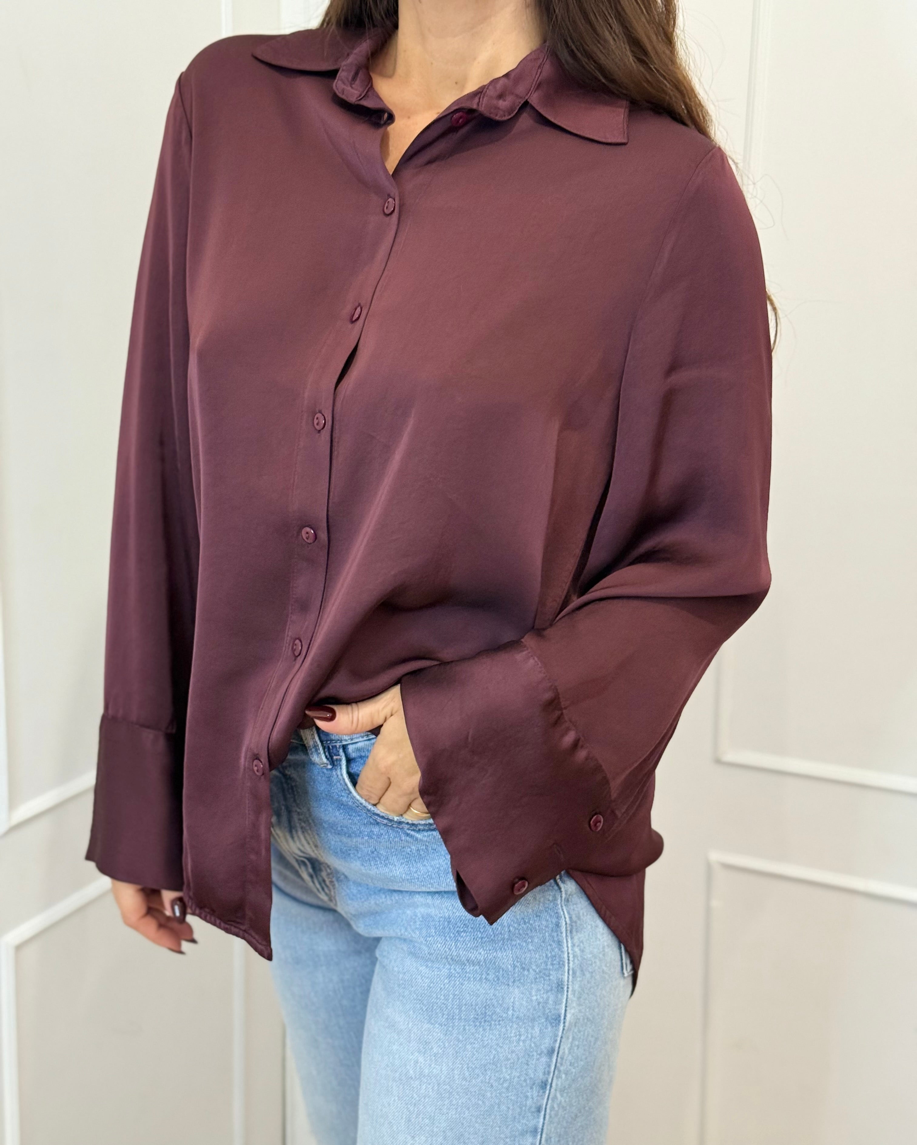 Camicia raso bordeaux vicolo