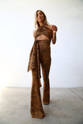 PANTALONI A ZAMPA IN LUREX TIGRE