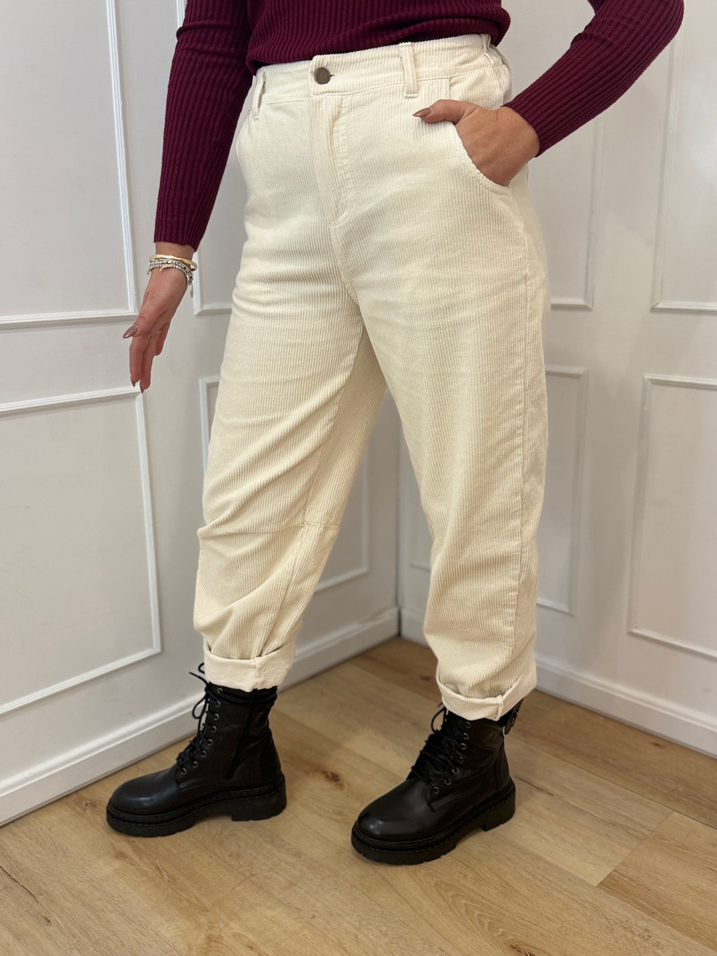 Pantalone barrel  velluto a coste kontatto