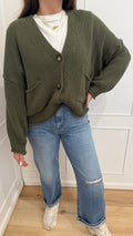 Cardigan 3 bottoni Vicolo verde militare