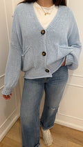 Cardigan 3 bottoni Vicolo celeste
