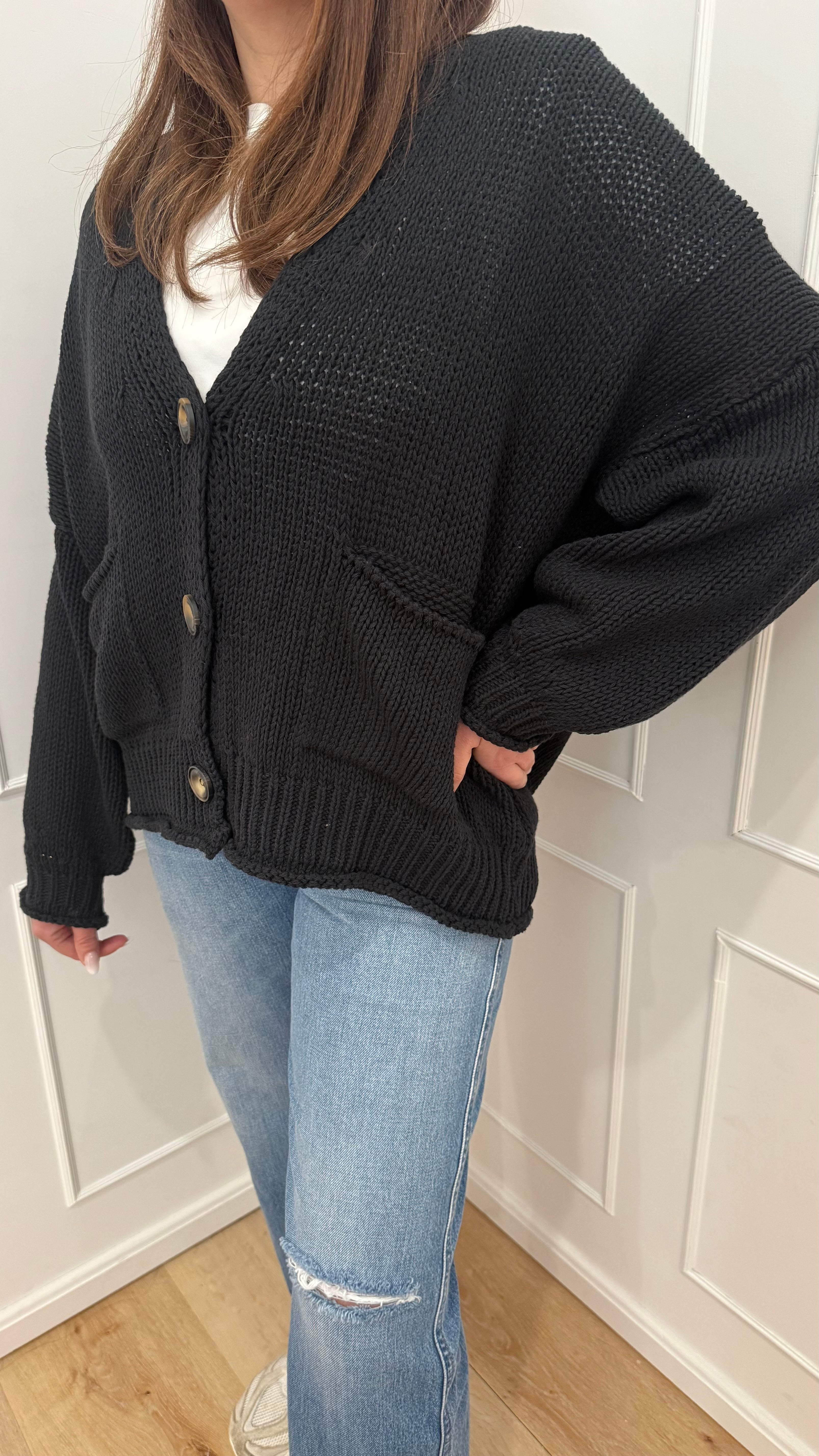 Cardigan 3 bottoni Vicolo nero