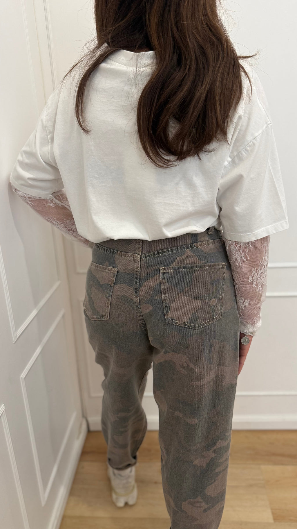 T-shirt maniche in pizzo panna Susy Mix