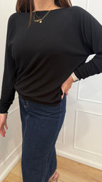 Girocollo raglan nero kontatto