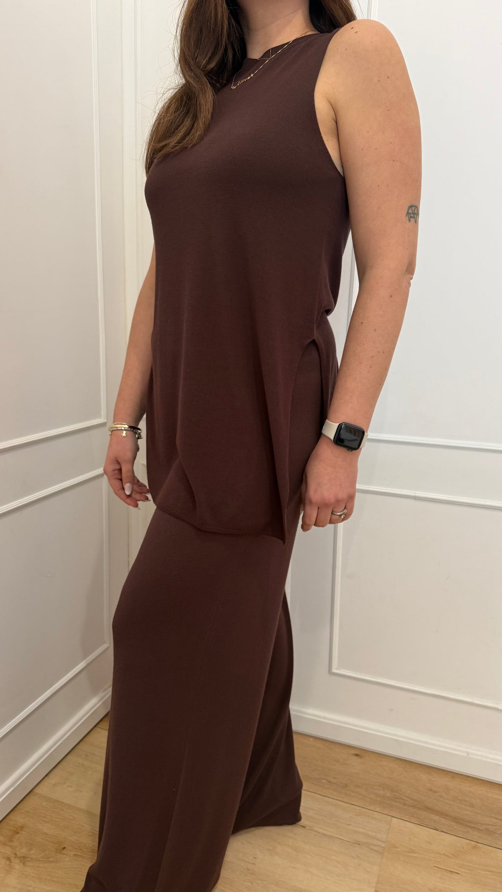 Gilet lungo spacchi cioccolato kontatto