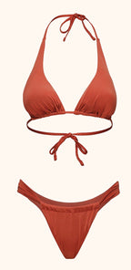 Bikini Donna Me Fui Triangolo alto con Slip fisso Red Clay