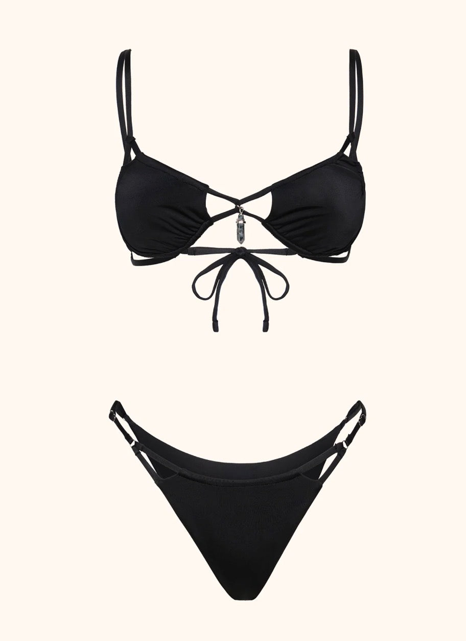 Bikini Donna Me fui Triangolo con Slip regolabile Nero