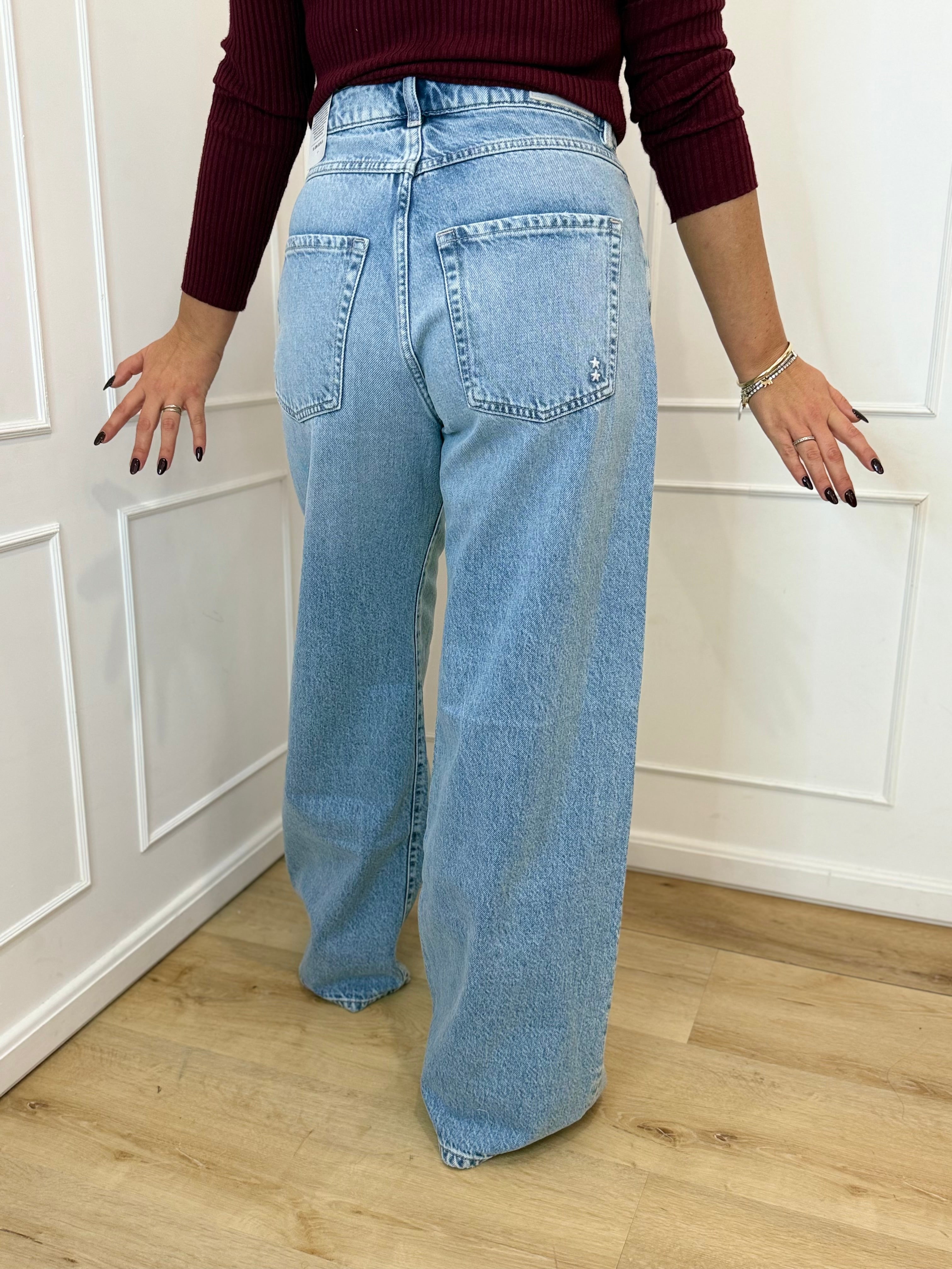 Jeans Debby Wide Leg Lavaggio Chiaro Blu Icon denim