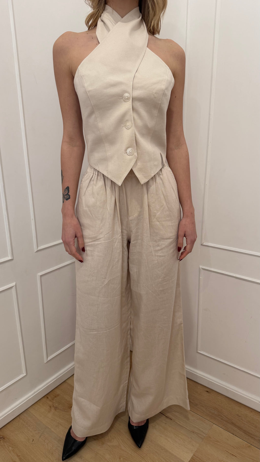 Pantalone in lino beige Hinnominate