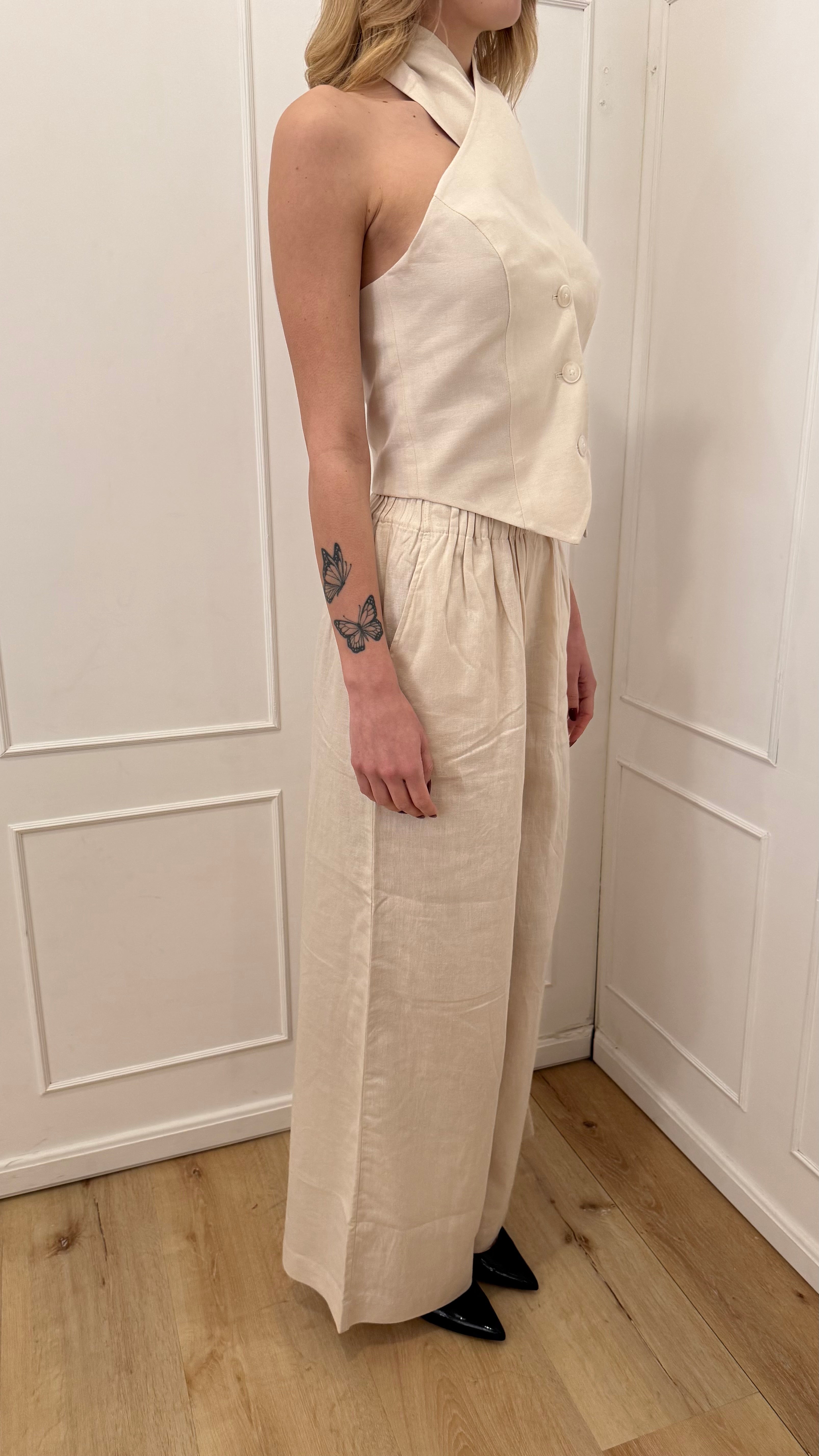 Pantalone in lino beige Hinnominate