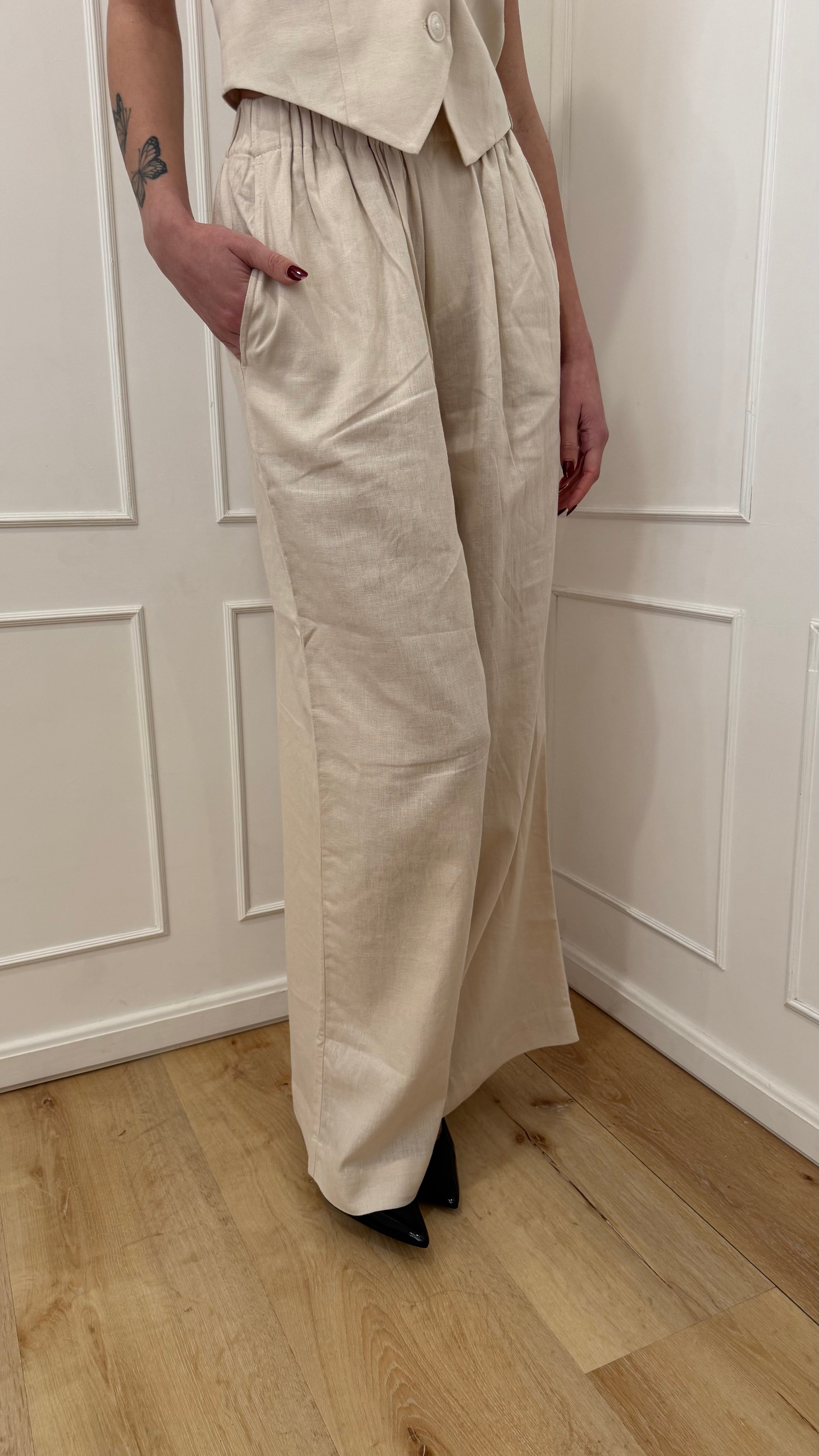 Pantalone in lino beige Hinnominate