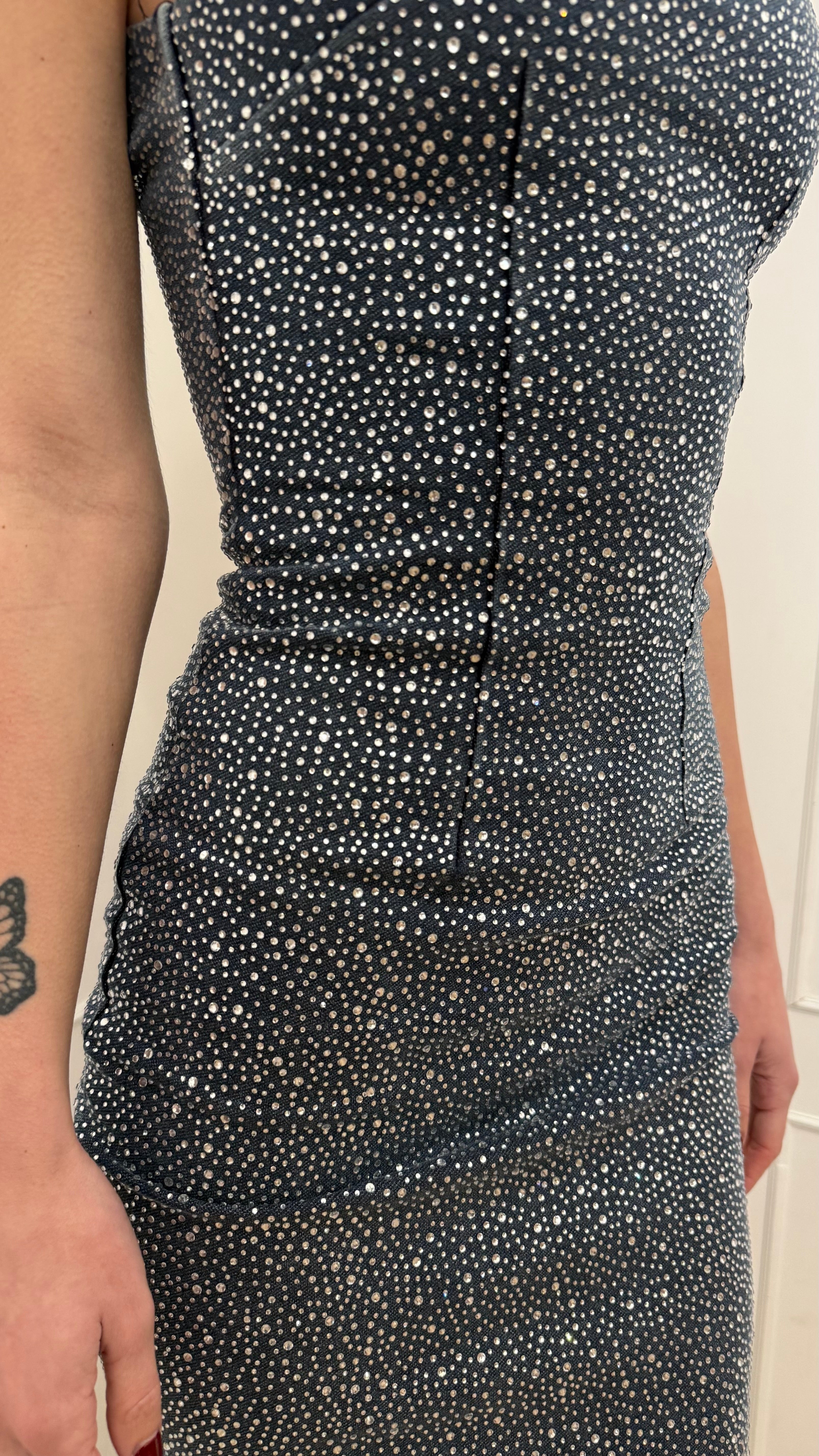 Abito in denim con strass Twentyfourhaitch