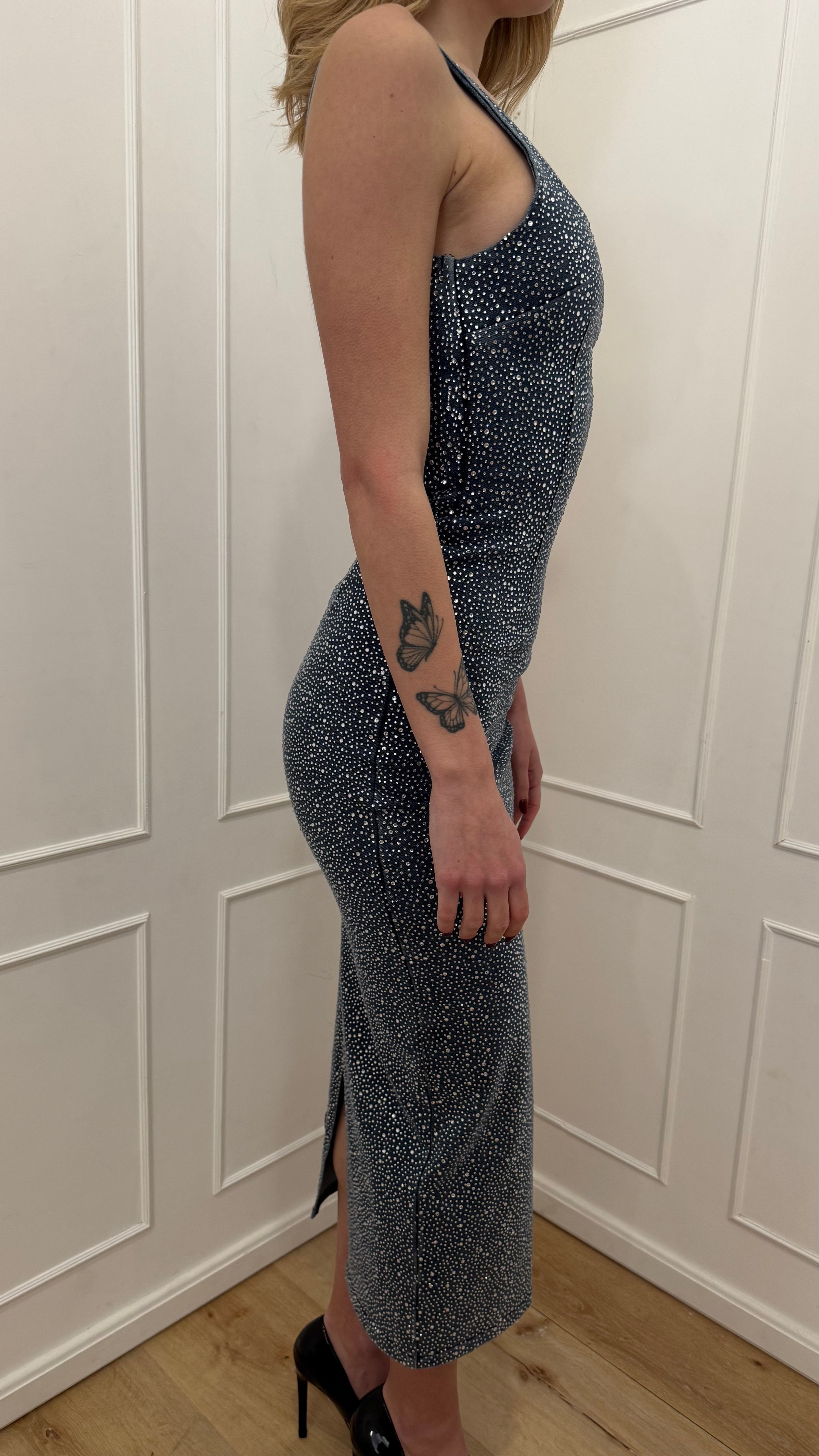 Abito in denim con strass Twentyfourhaitch
