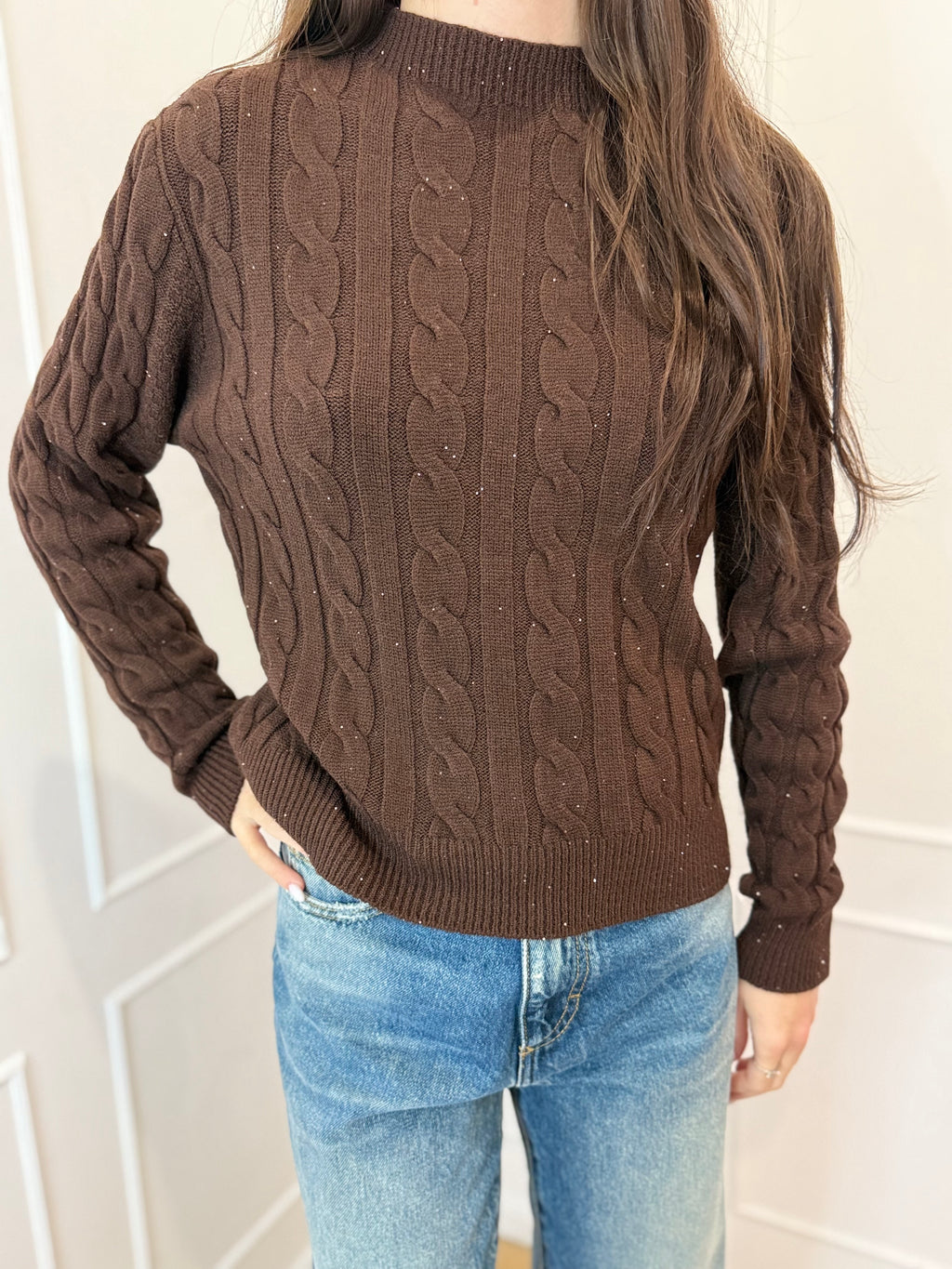 Maglia trecce con micro paillettes Susy mix