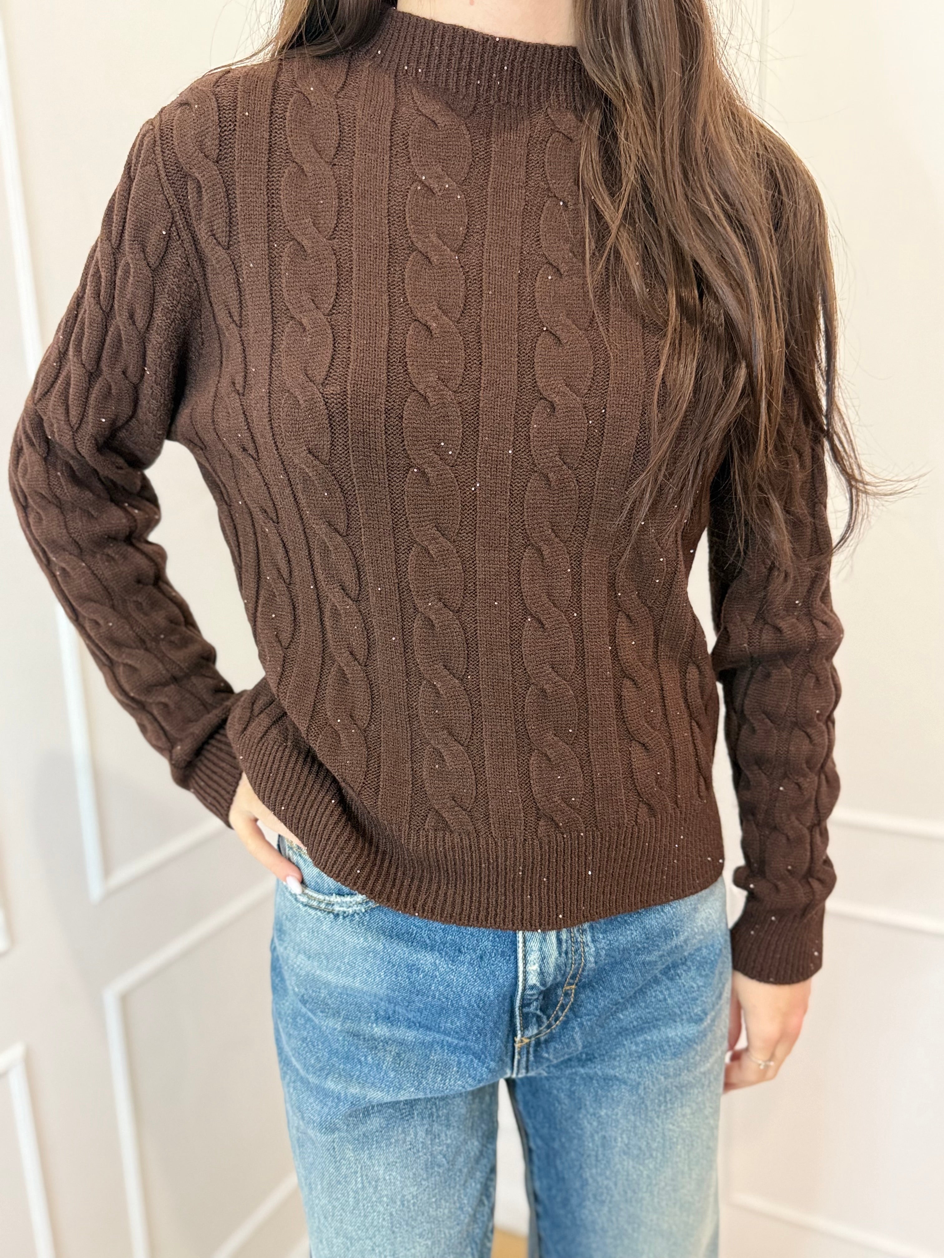 Maglia trecce con micro paillettes Susy mix