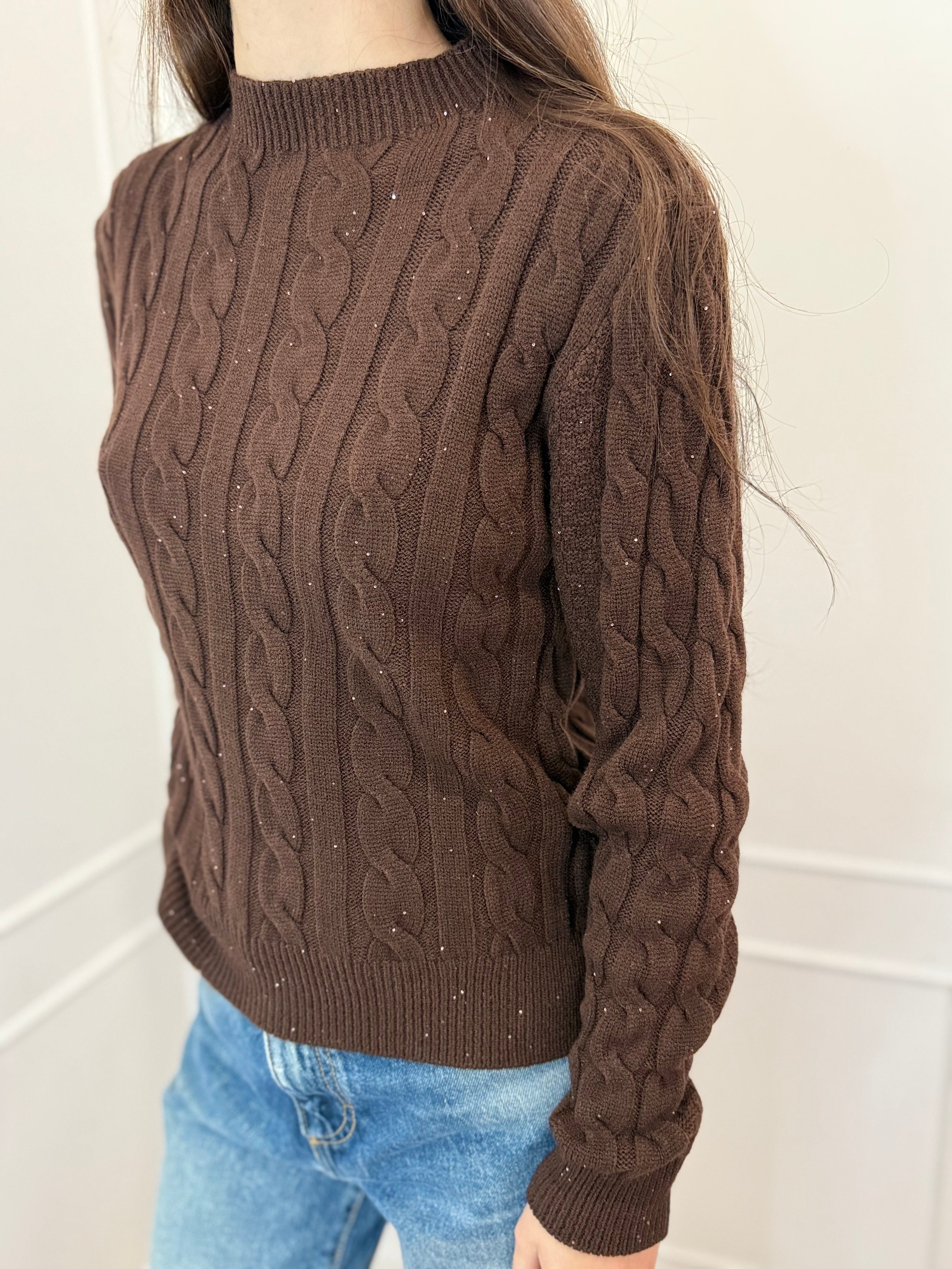 Maglia trecce con micro paillettes Susy mix