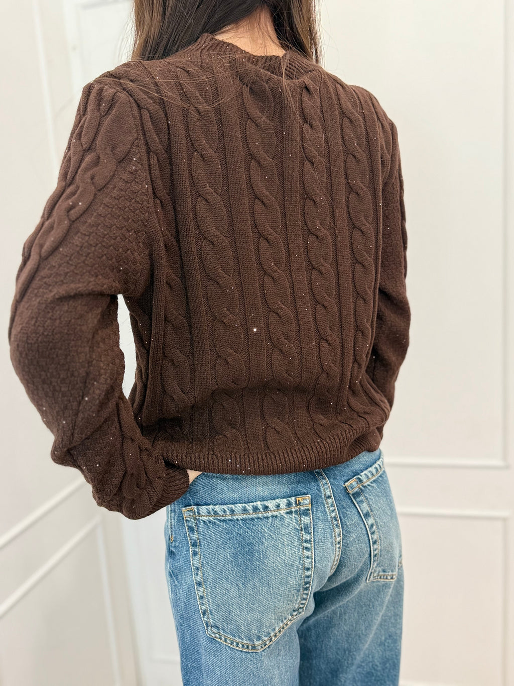 Maglia trecce con micro paillettes Susy mix