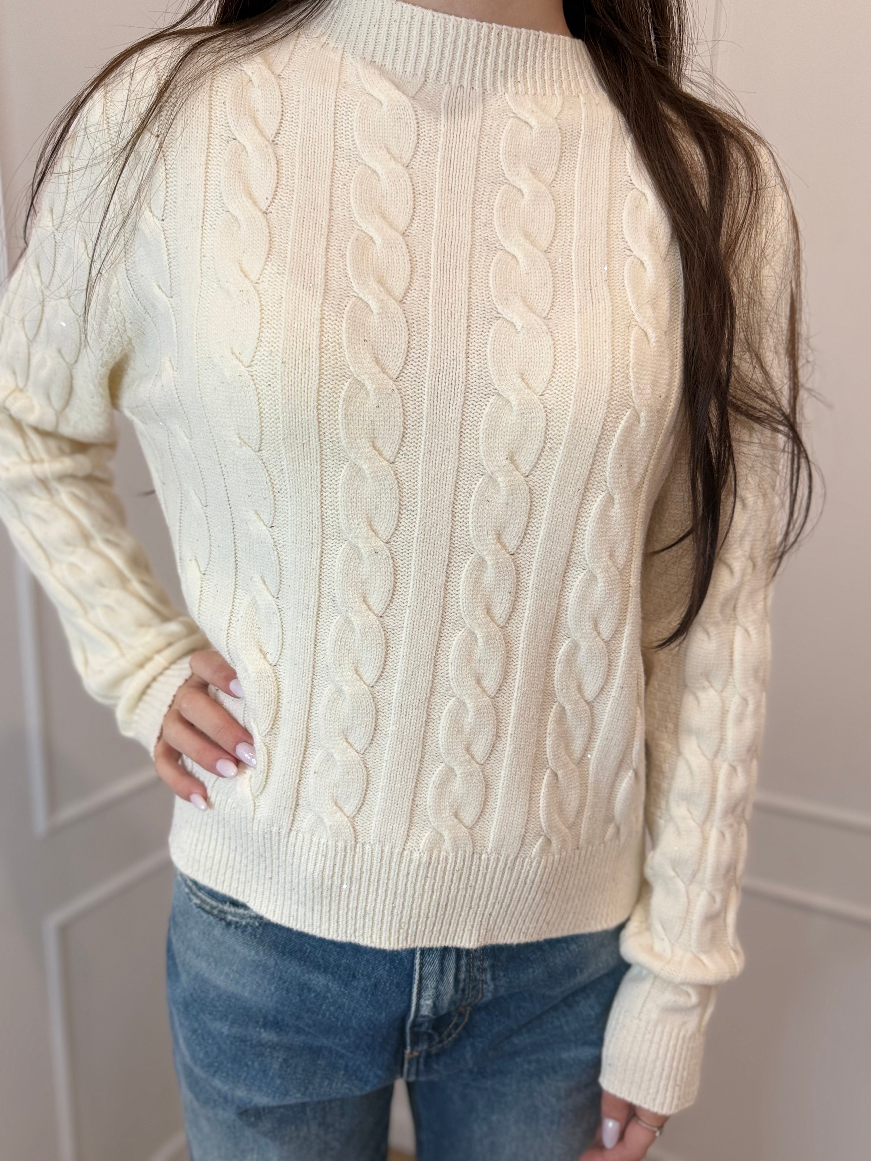 Maglia trecce con micro paillettes Susy mix