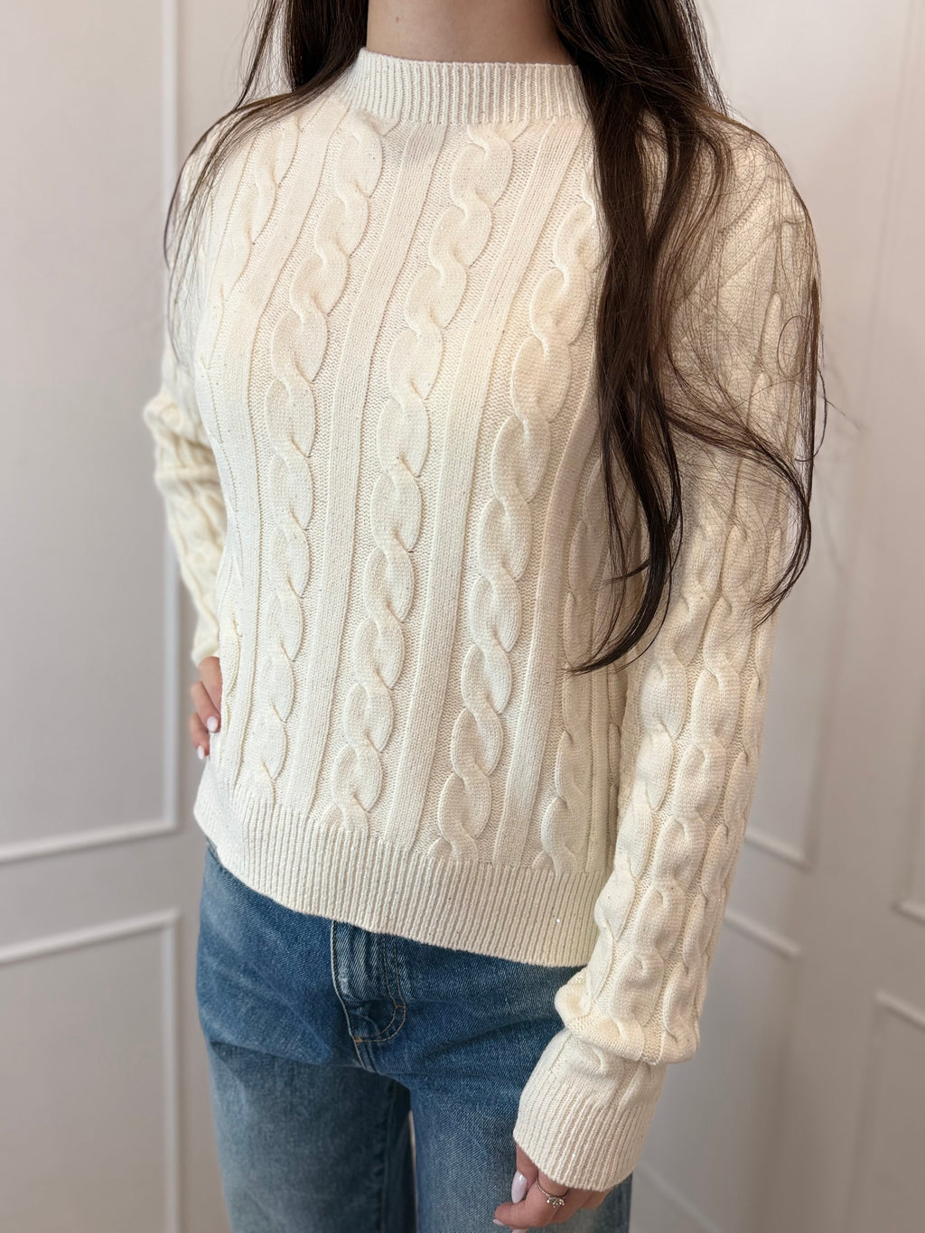 Maglia trecce con micro paillettes Susy mix