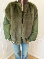 Bomber con pelliccia verde Susy mix