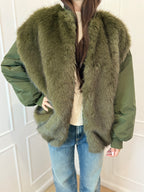 Bomber con pelliccia verde Susy mix