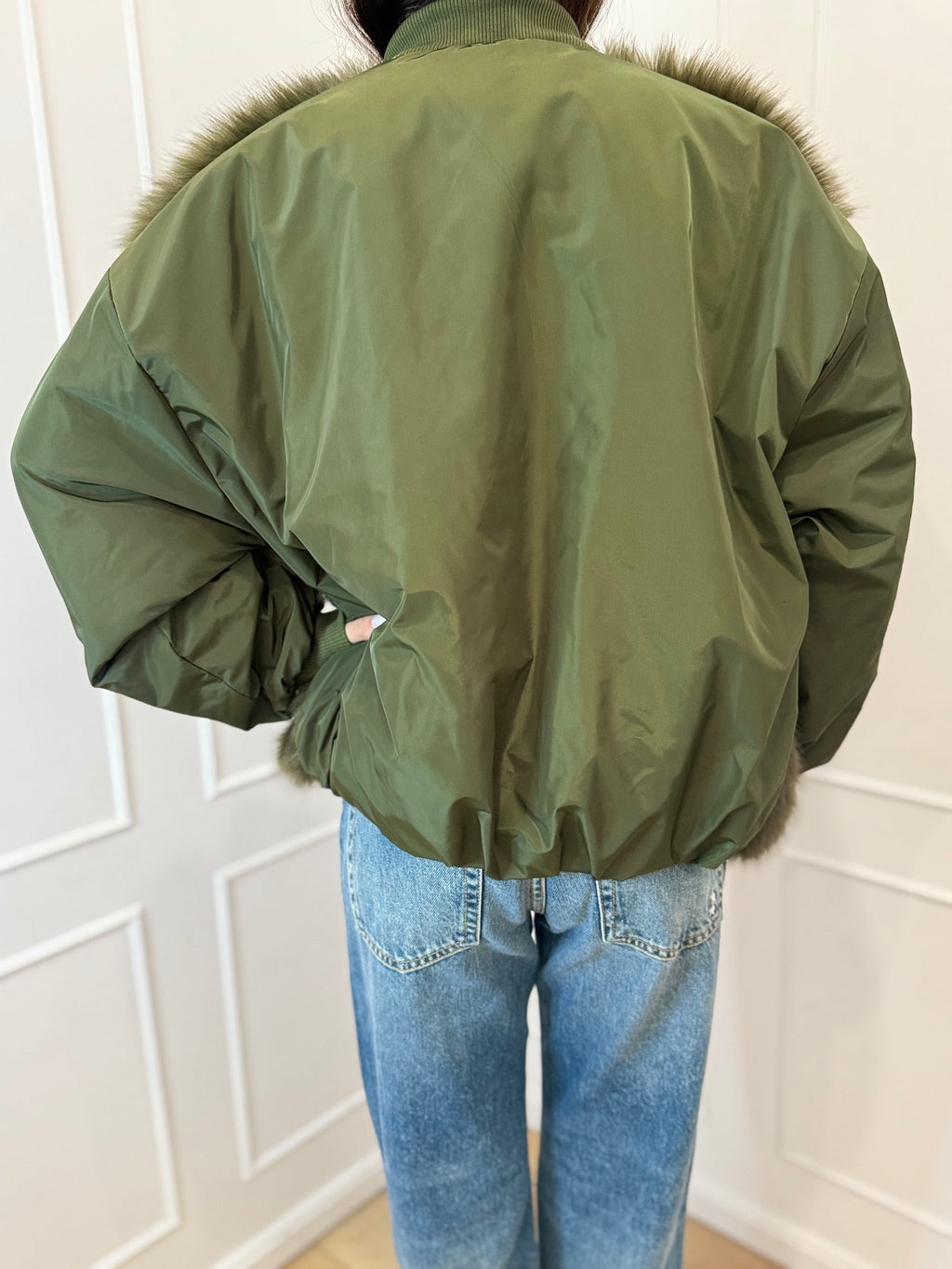 Bomber con pelliccia verde Susy mix