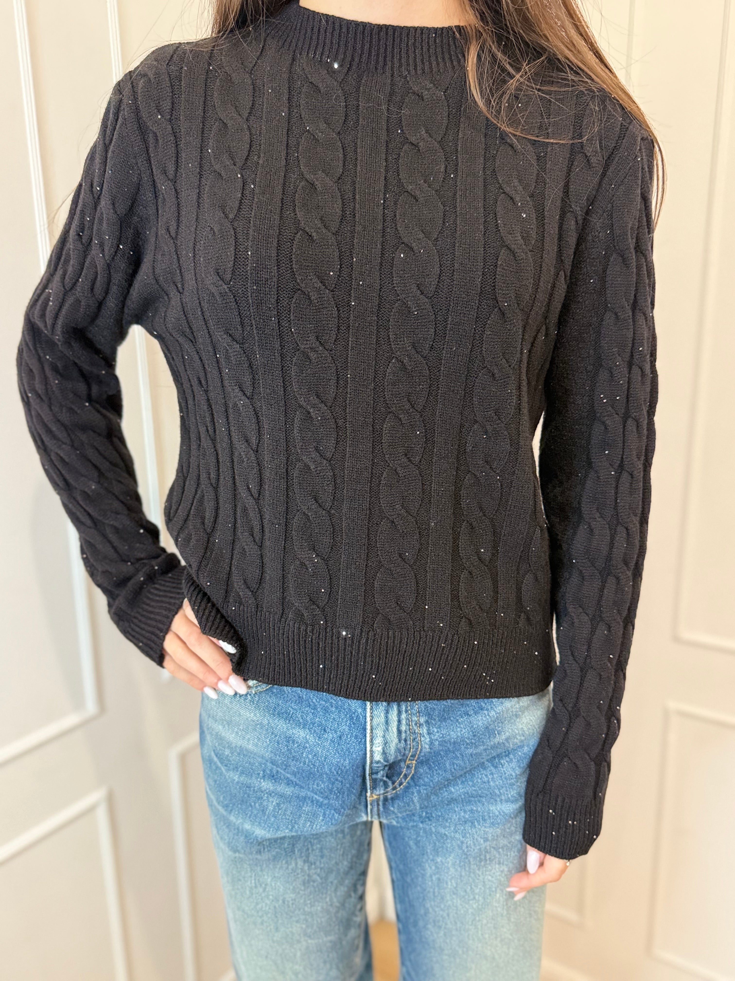 Maglia trecce con micro paillettes Susy mix