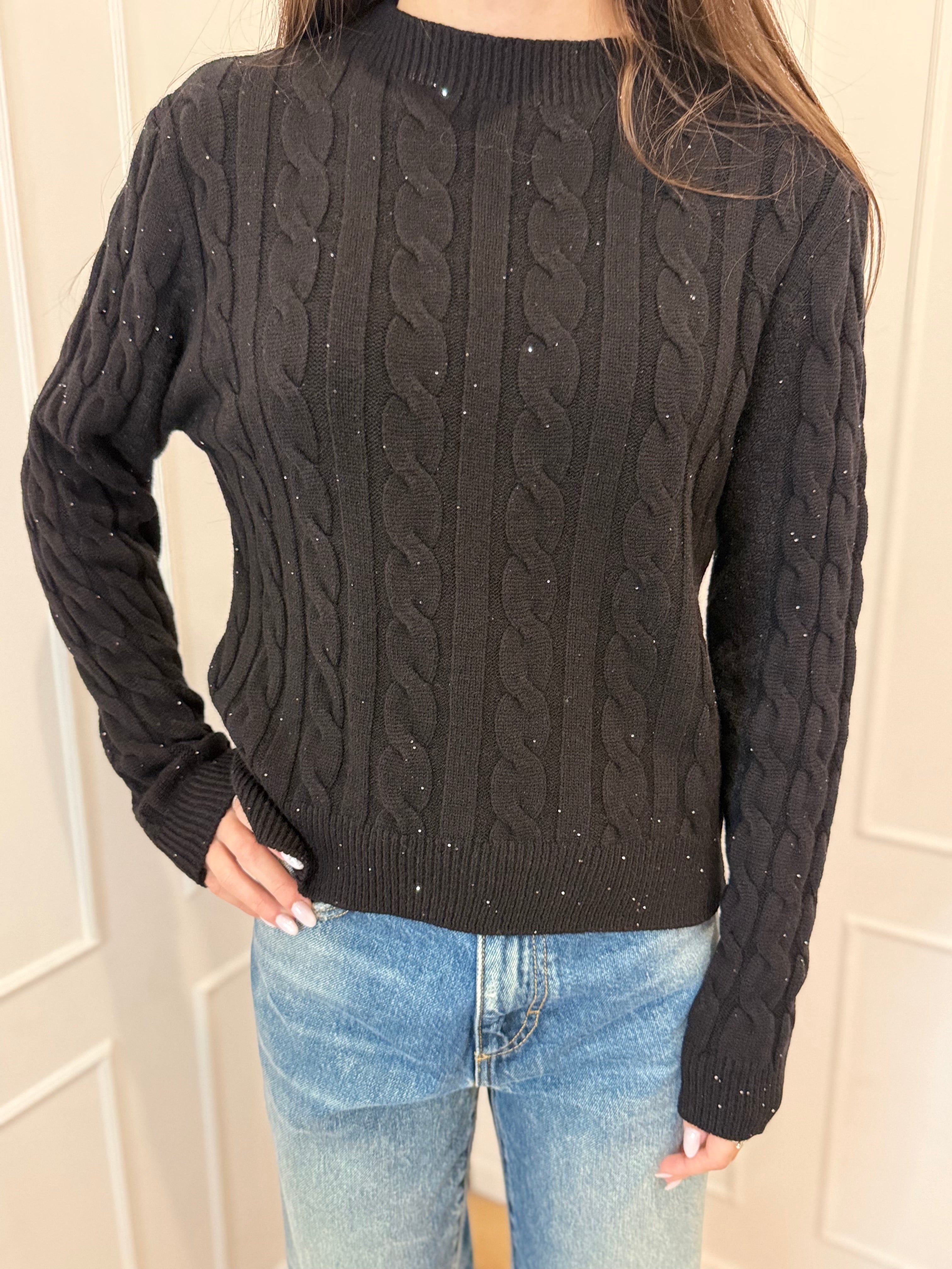 Maglia trecce con micro paillettes Susy mix