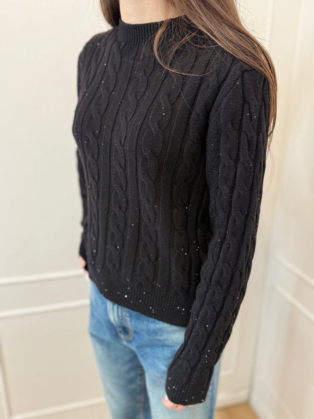 Maglia trecce con micro paillettes Susy mix