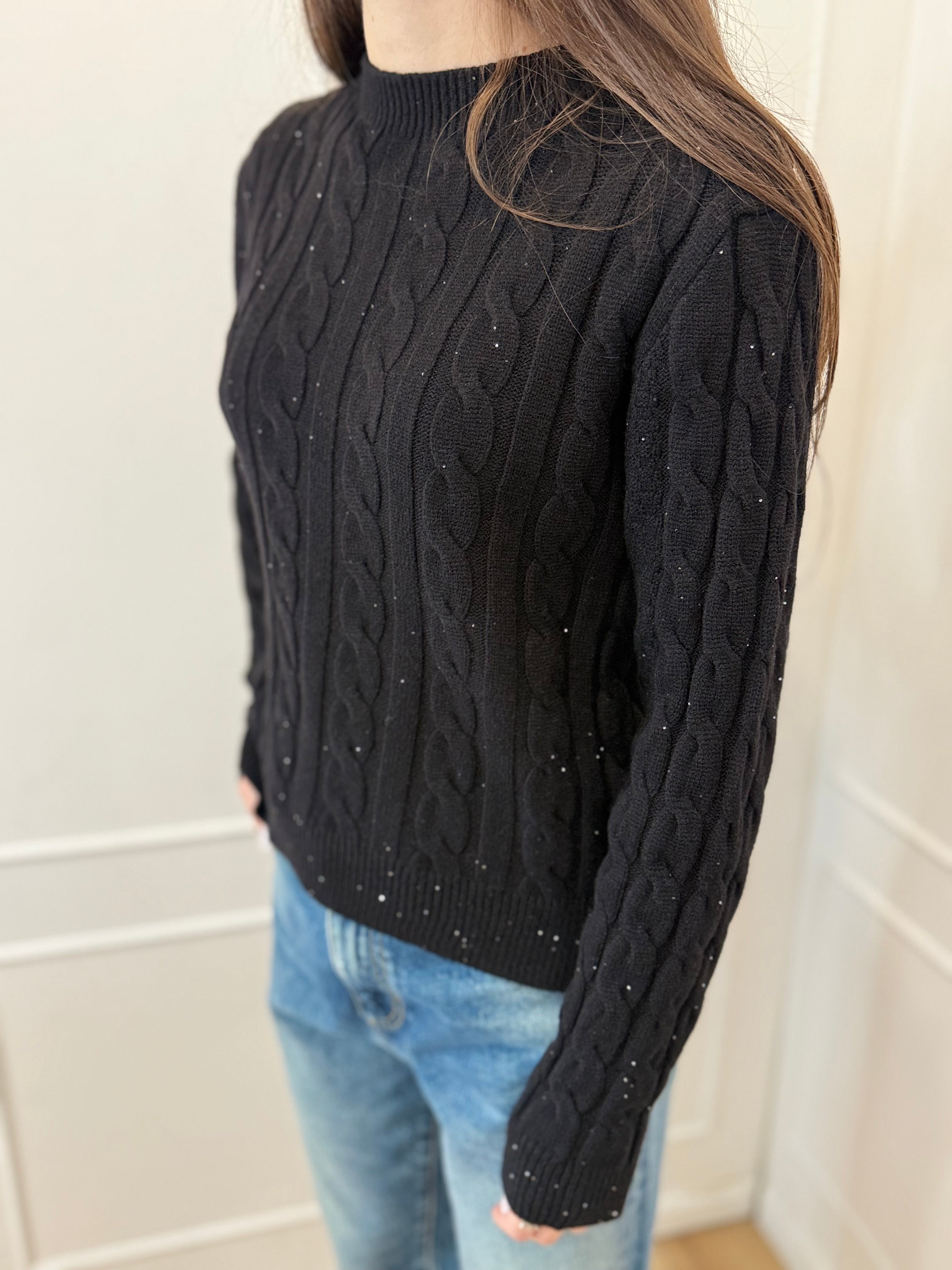 Maglia trecce con micro paillettes Susy mix