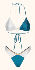 Bikini Donna Me Fui Triangolo con Slip Americano fisso Petrolio