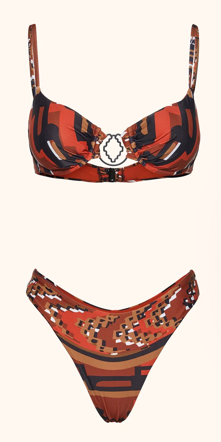 Bikini Donna Me fui Reggiseno ferretto con Slip Americano fisso Fantasia