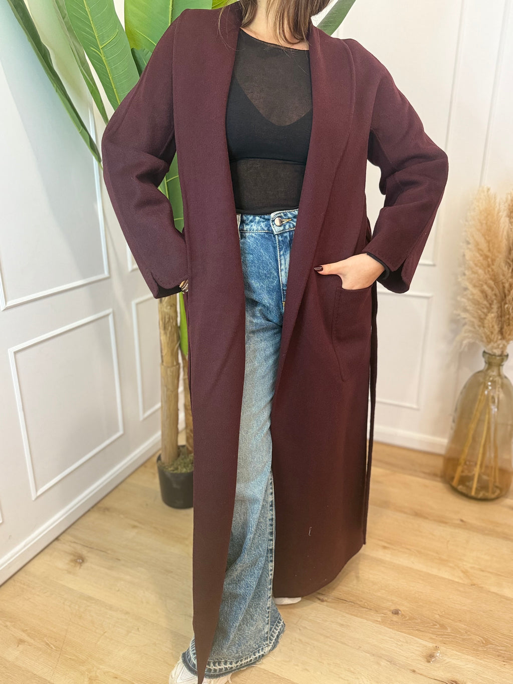 Cappotto Lungo con Cintura BORDAUX vicolo
