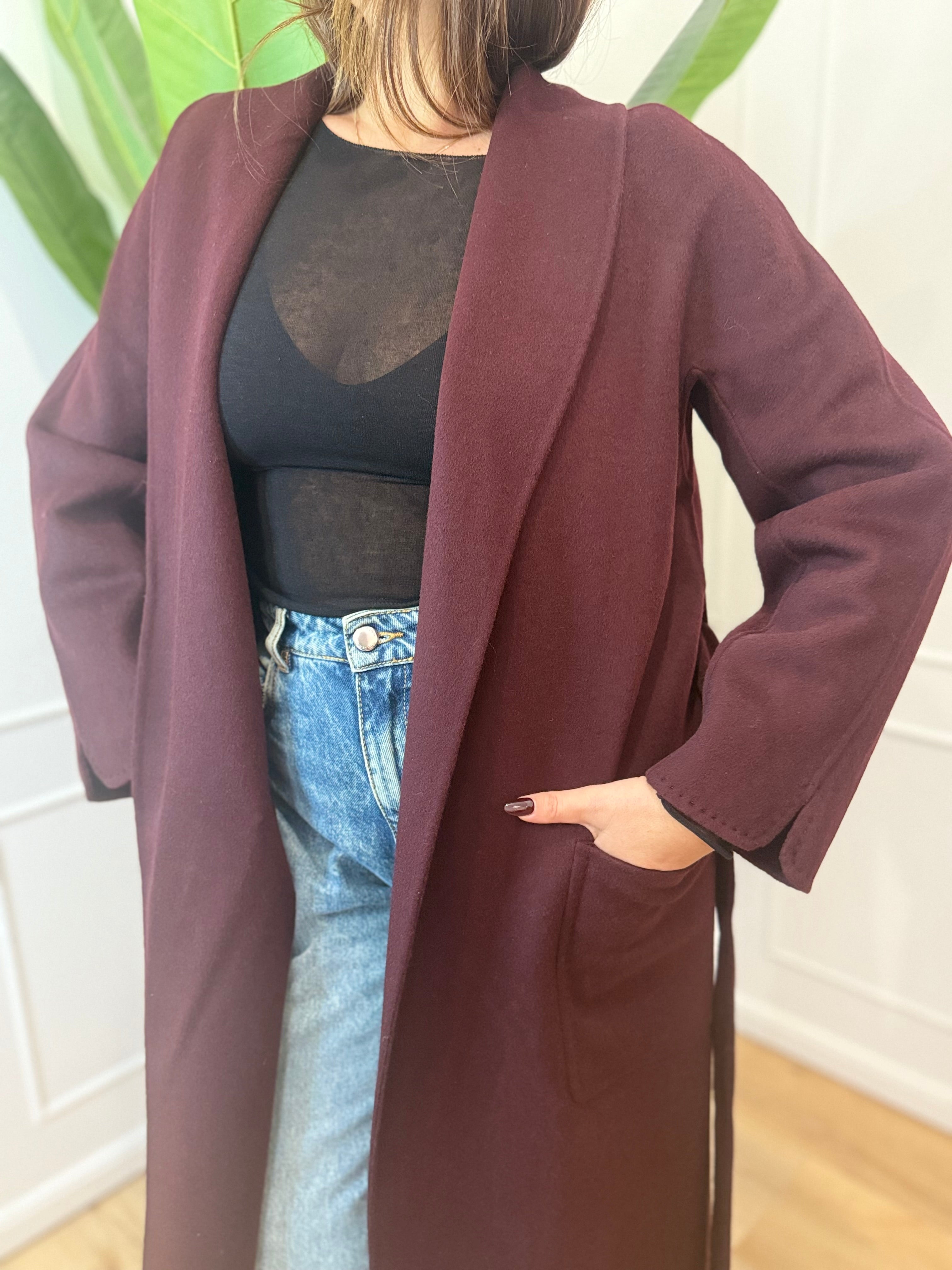 Cappotto Lungo con Cintura BORDAUX vicolo
