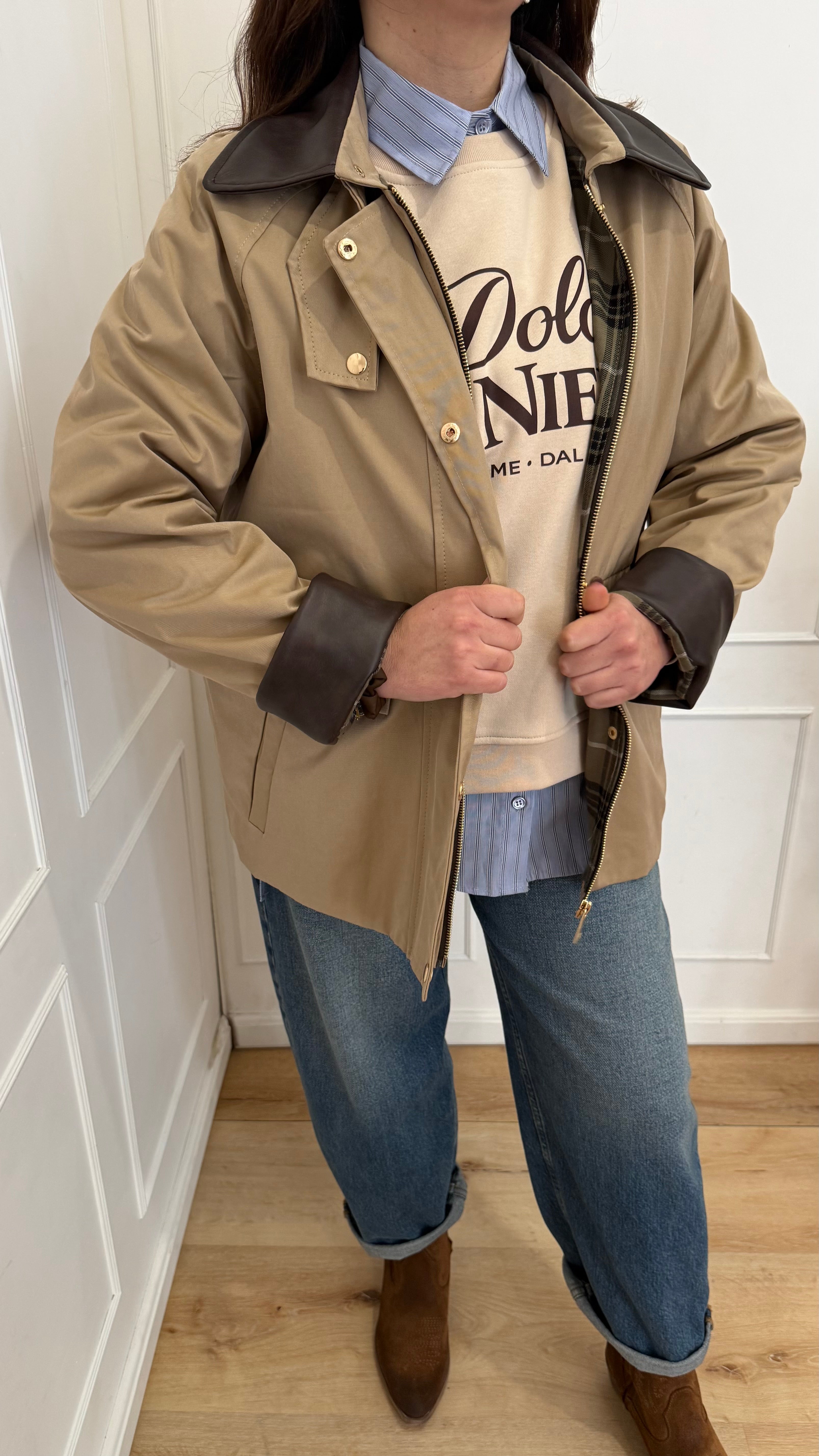 Trench militare beige vicolo