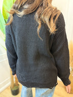 Maglia over paricollo perlata nera con rotture Hinnominate