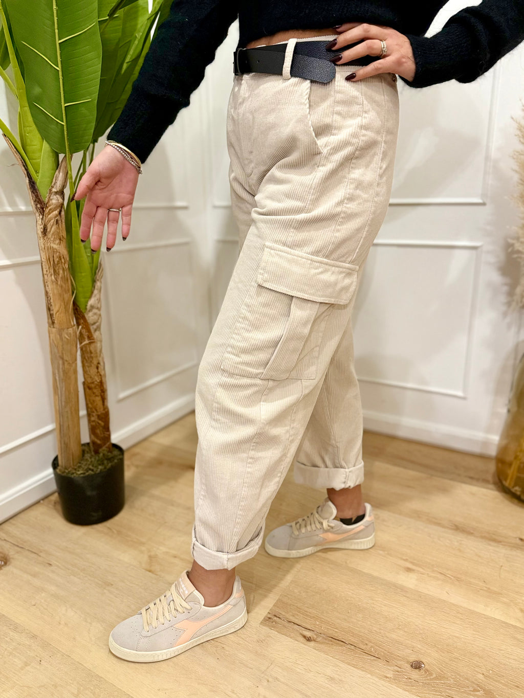Pantalone tasconato panna Susy mix