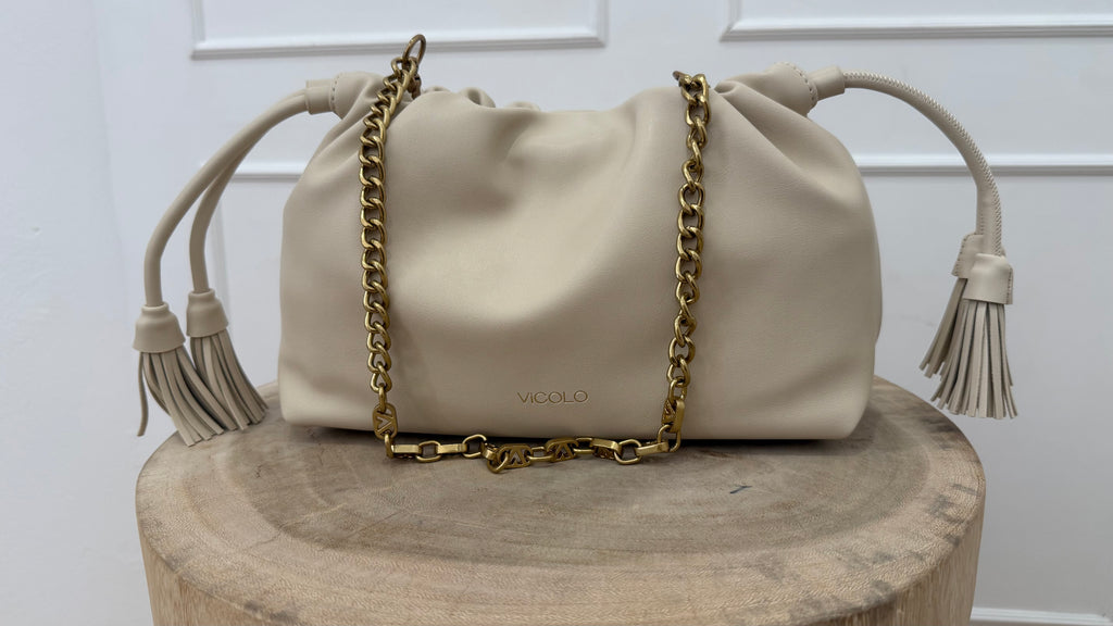 Borsa tassel smal beige vicolo