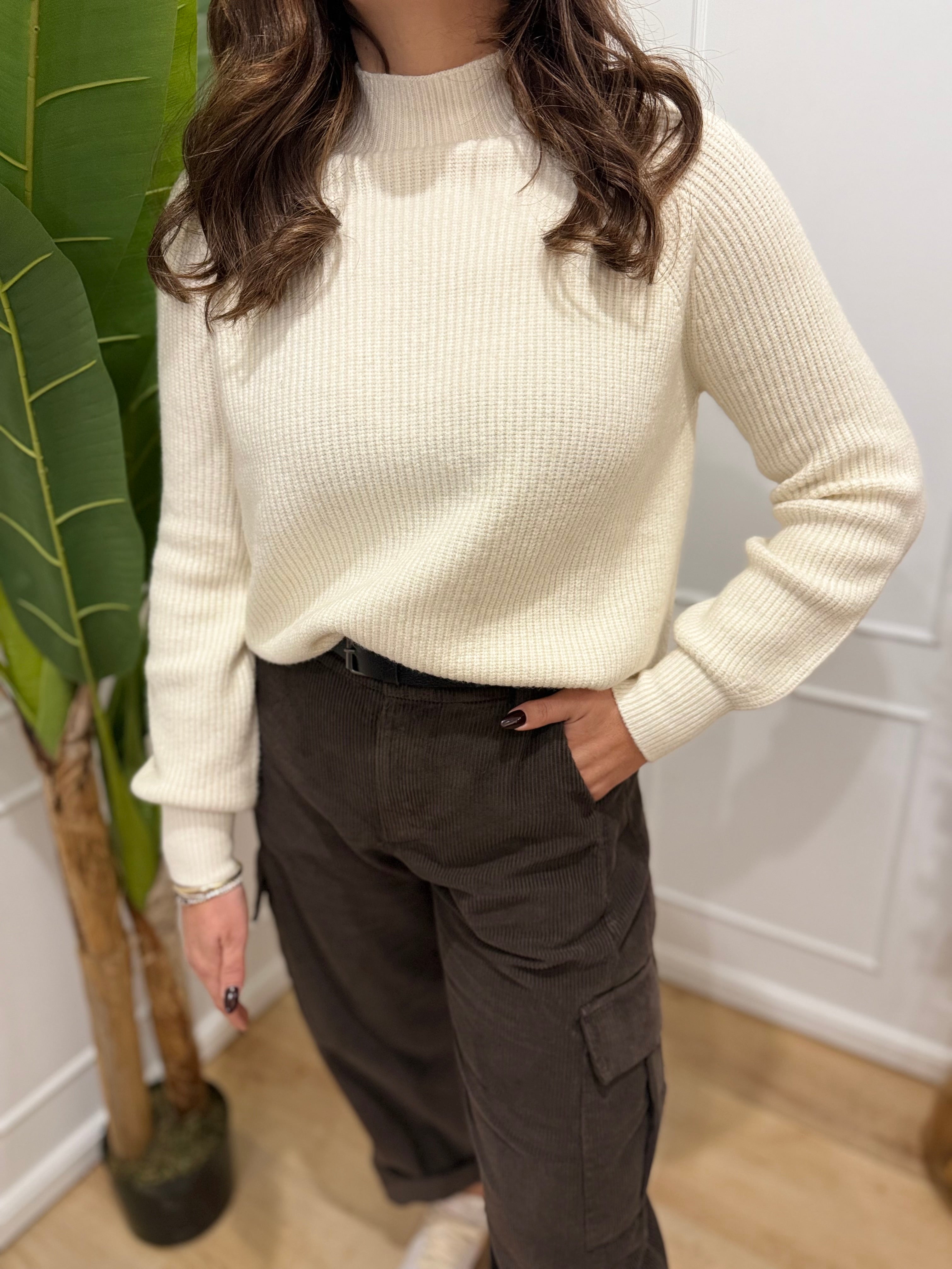 Maglia collo alto panna Susy Mix