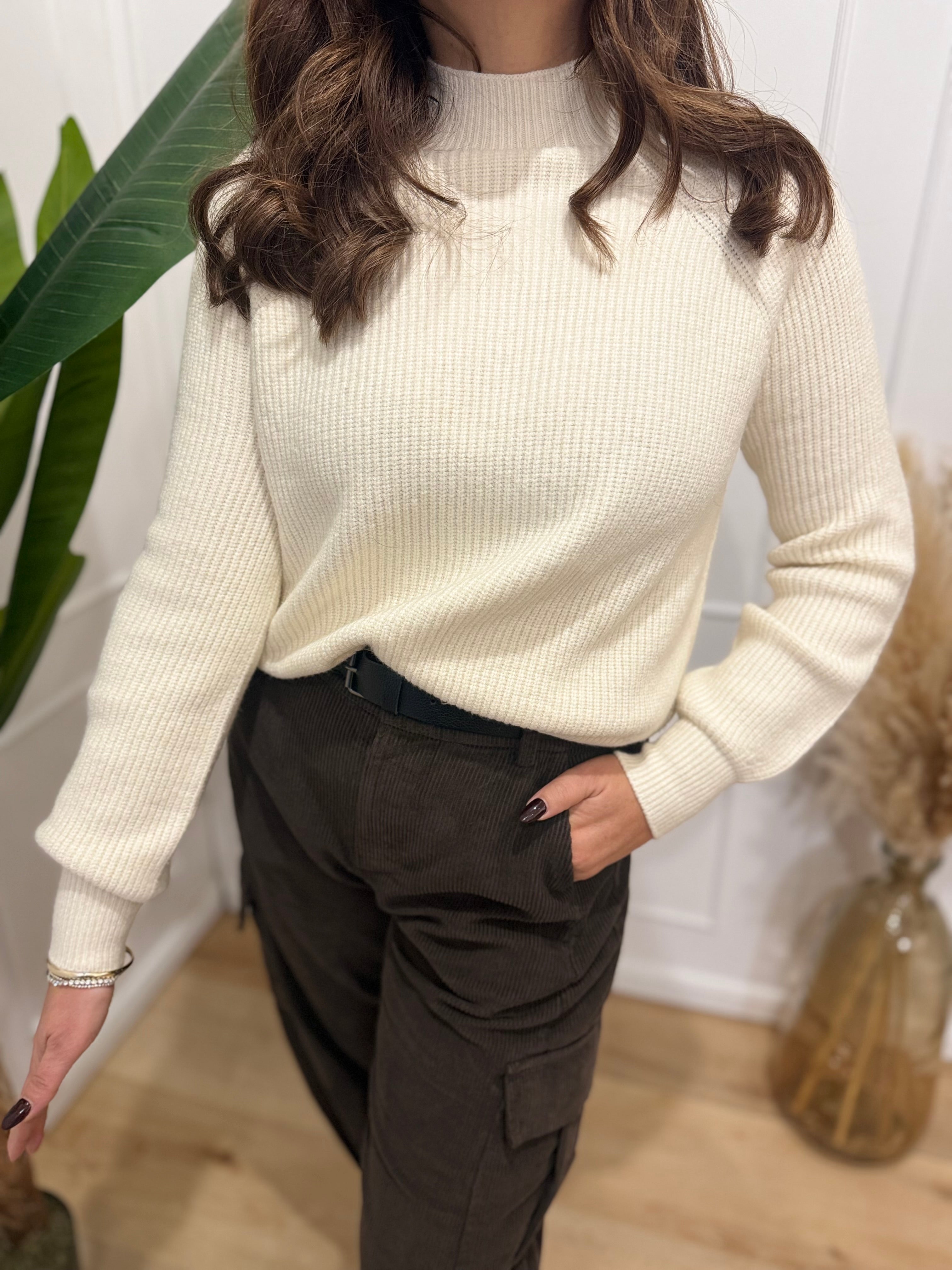 Maglia collo alto panna Susy Mix