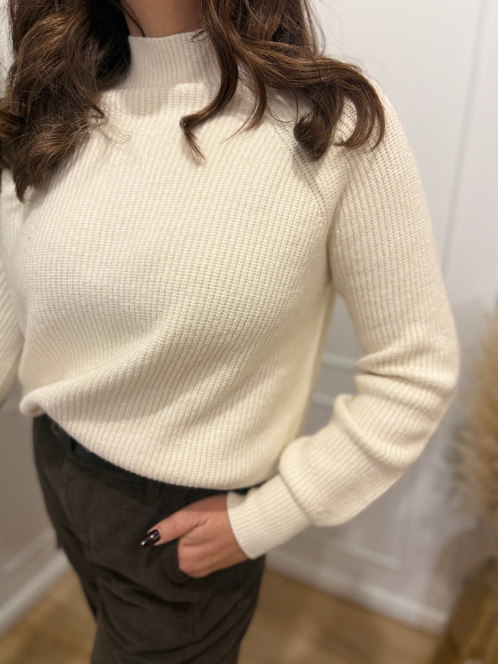 Maglia collo alto panna Susy Mix